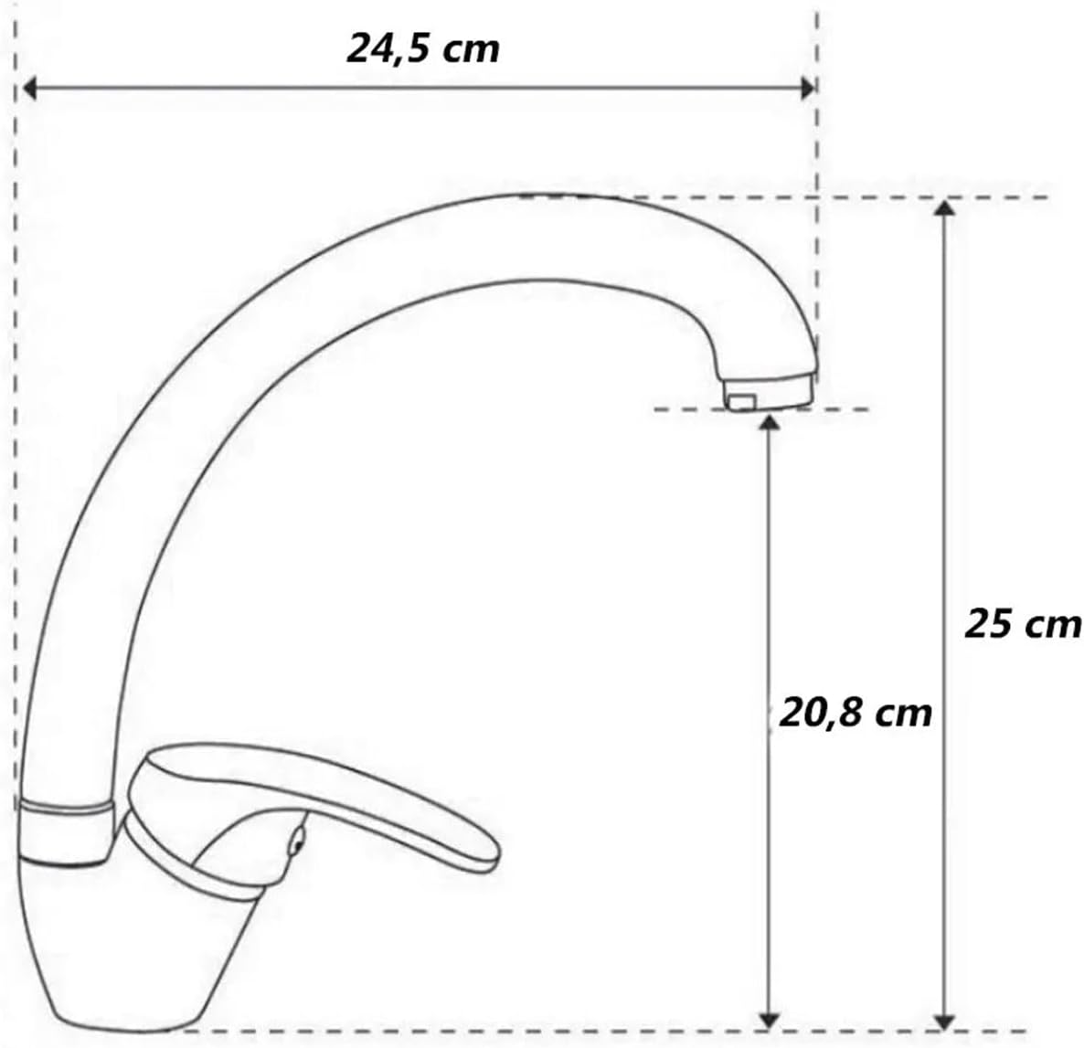 081 Store - Rubinetto lavello cucina, rubinetto lavello cucina nero, miscelatore da cucina nero opaco canna alta girevole in ottone 52938