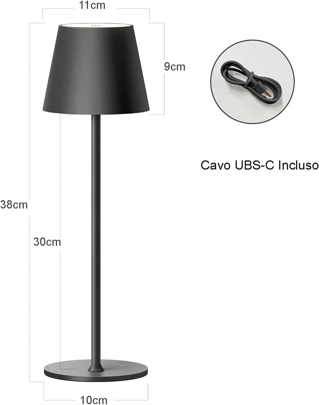 081 Store - 2 PEZZI LAMPADA DA TAVOLO SENZA FILI RICARICABILE, LAMPADA DA TAVOLO LED DIMMERABILE E CON 3 TONALITà DI LUCE, DIMMERABILE 3000-65000K ED IMPERMEABILE IP54