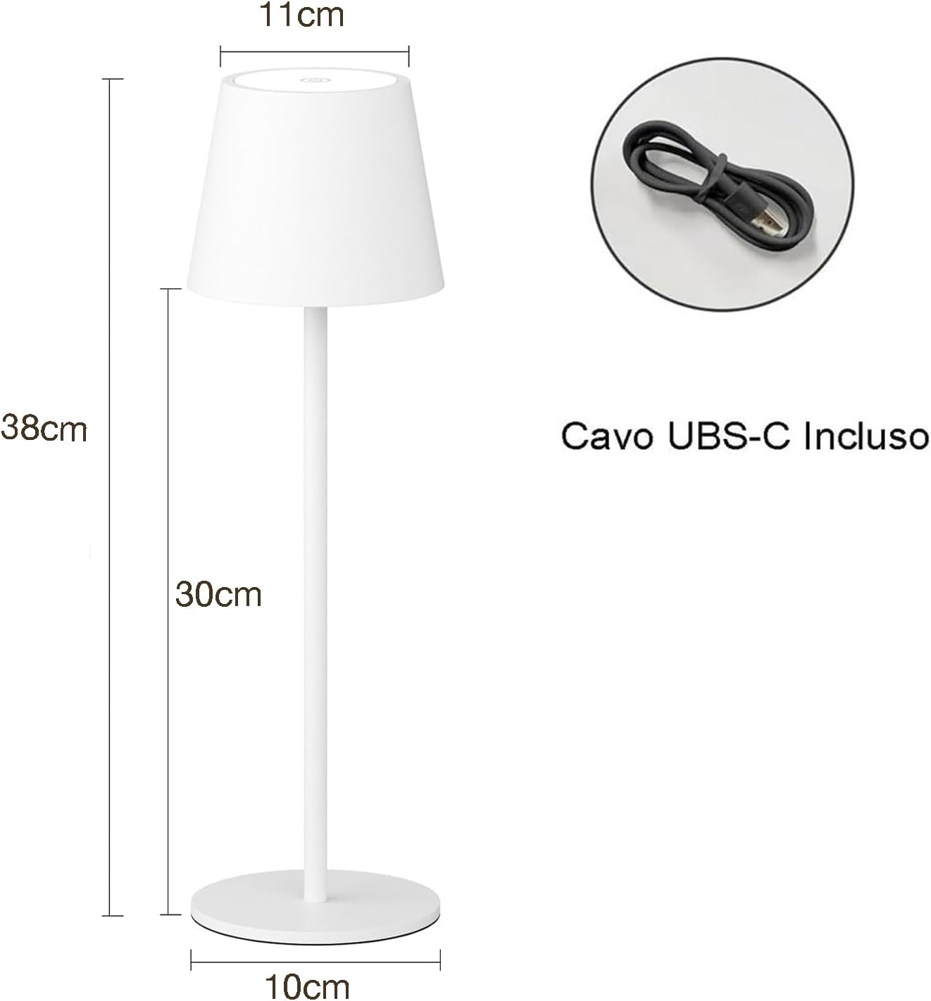 081 Store - 2 PEZZI LAMPADA DA TAVOLO SENZA FILI RICARICABILE BIANCHE, LAMPADA DA TAVOLO LED DIMMERABILE E CON 3 TONALITà DI LUCE, DIMMERABILE 3000-65000K ED IMPERMEABILE IP54