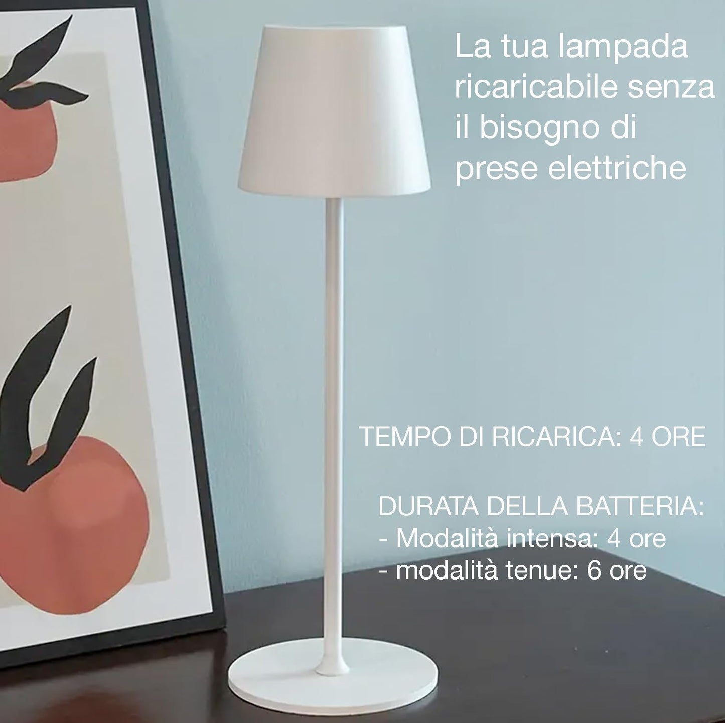 081 Store - 2 PEZZI LAMPADA DA TAVOLO SENZA FILI RICARICABILE BIANCHE, LAMPADA DA TAVOLO LED DIMMERABILE E CON 3 TONALITà DI LUCE, DIMMERABILE 3000-65000K ED IMPERMEABILE IP54