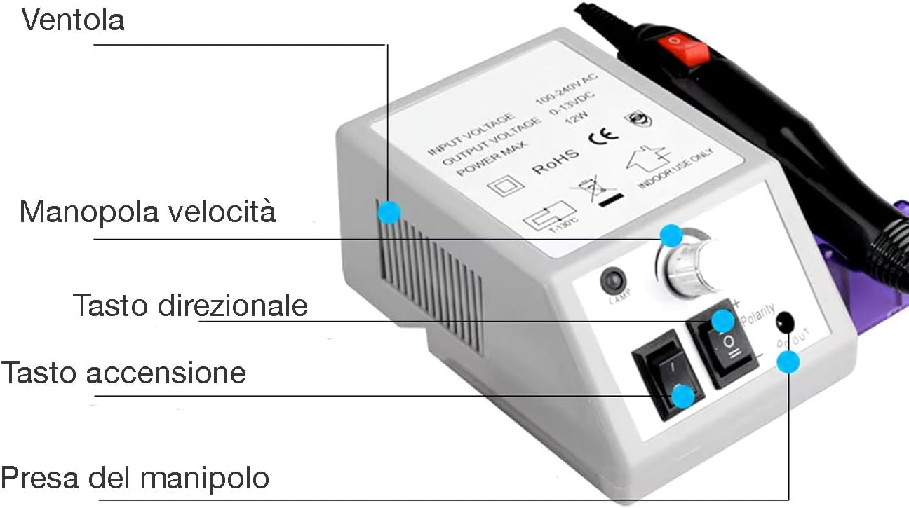 081 Store - Lampada UV Led unghie 48W e Fresa per unghie professionale 20000 giri con set di punte di ricambio