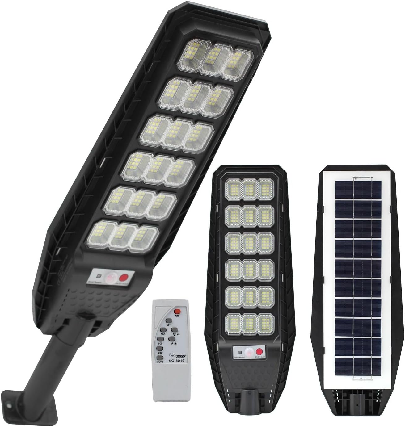 081 Store - 2 PEZZI Lampione lampione solare led esterno con staffa 400W Lampione da giardino 216 LED 400W con telecomando e sensore di movimento