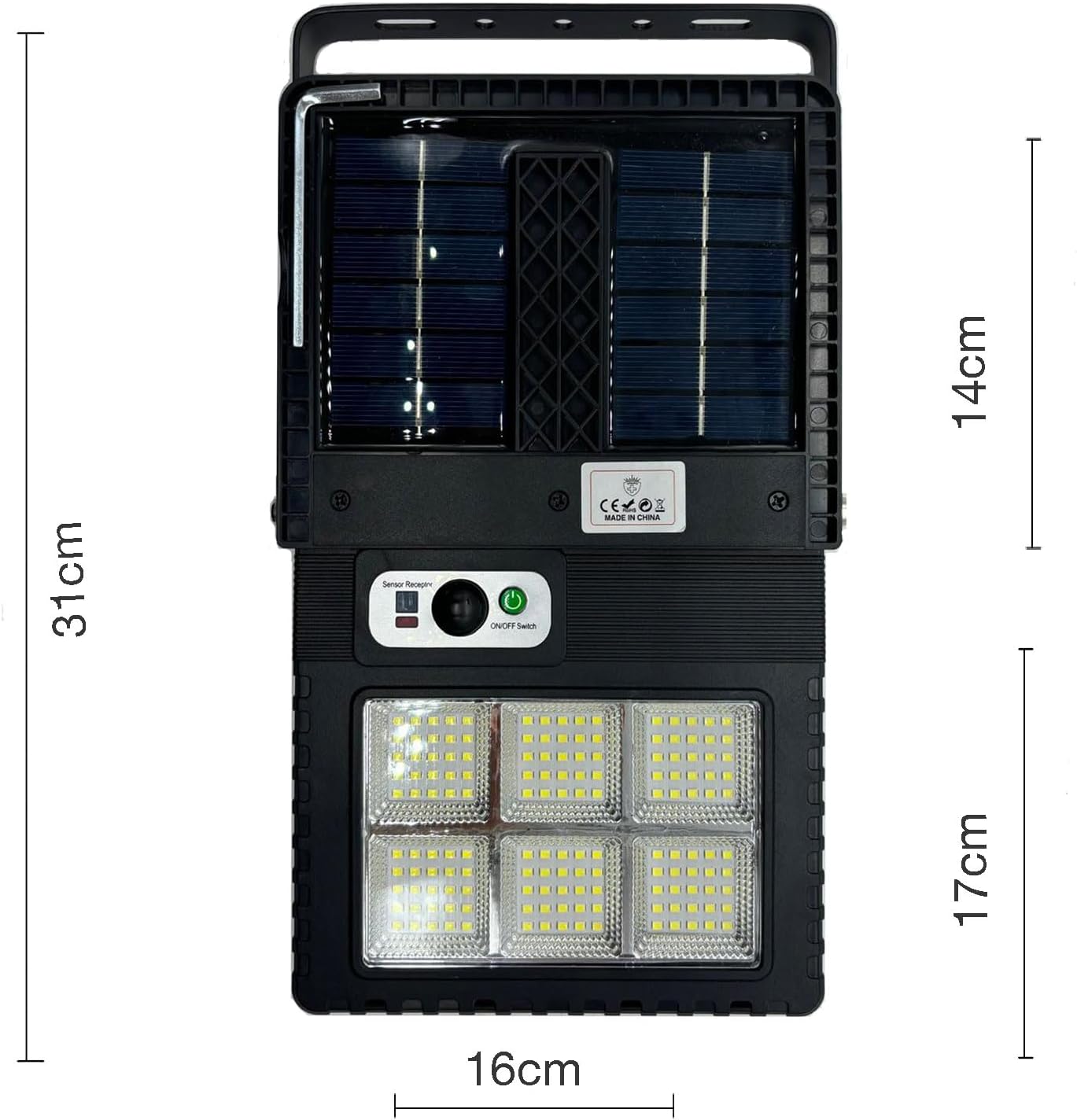 081 Store - 2 PEZZI Lampada solare da esterno 300W con sensore di movimento e sensore crepuscolare, Faretto led da esterno 150 Led, Faro led esterno con pannello solare integrato e telecomando