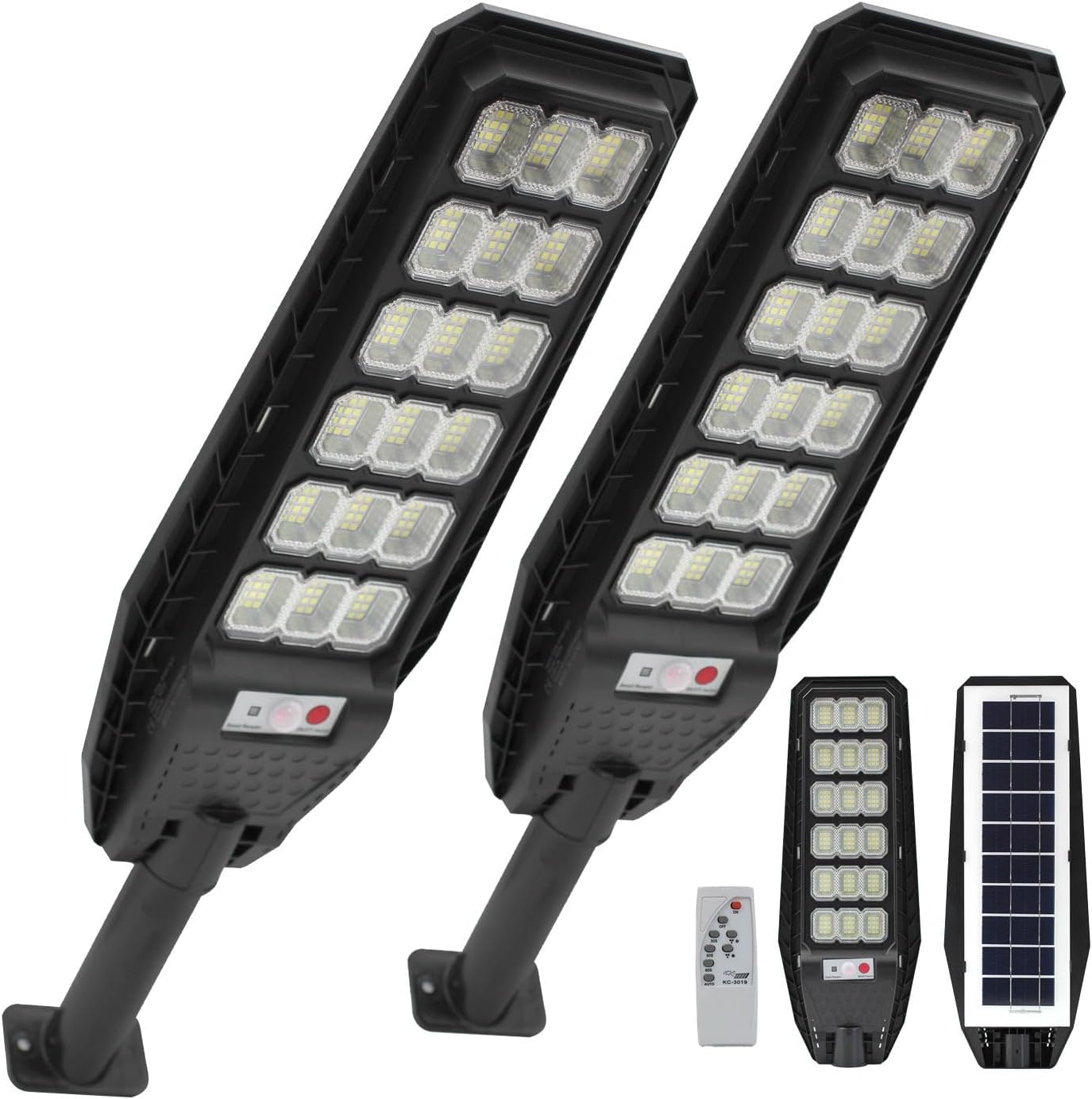 081 Store - 2 PEZZI Lampione lampione solare led esterno con staffa 400W Lampione da giardino 216 LED 400W con telecomando e sensore di movimento