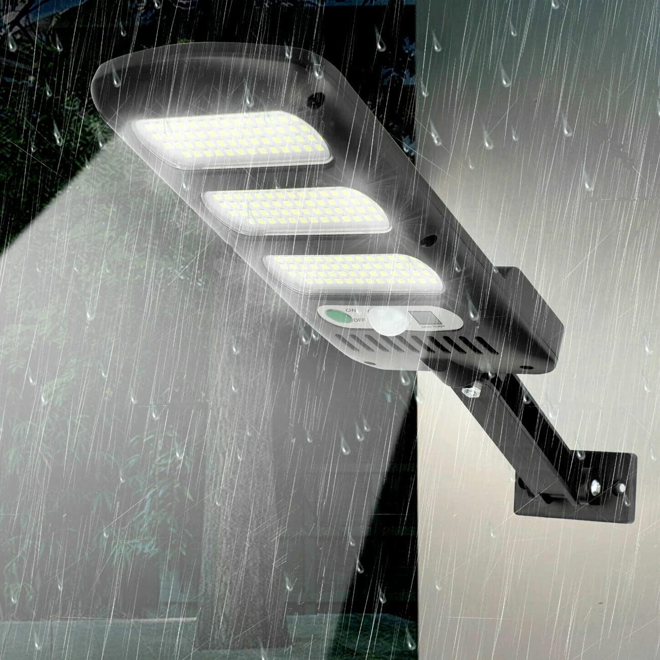 081 Store - 4 Lampioni Solari da Esterno con 213 LED, Sensore di Movimento e Impermeabili IP65